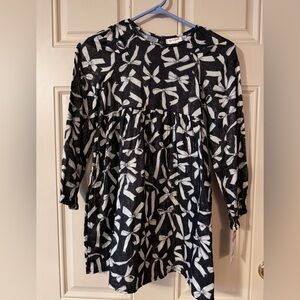 Cat & Jack Black Dress with White Ribbon Print